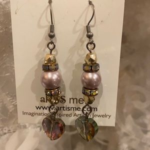 SILVER BEADED CRYSTAL EARRINGS